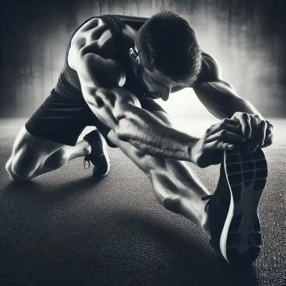 atleta estirando